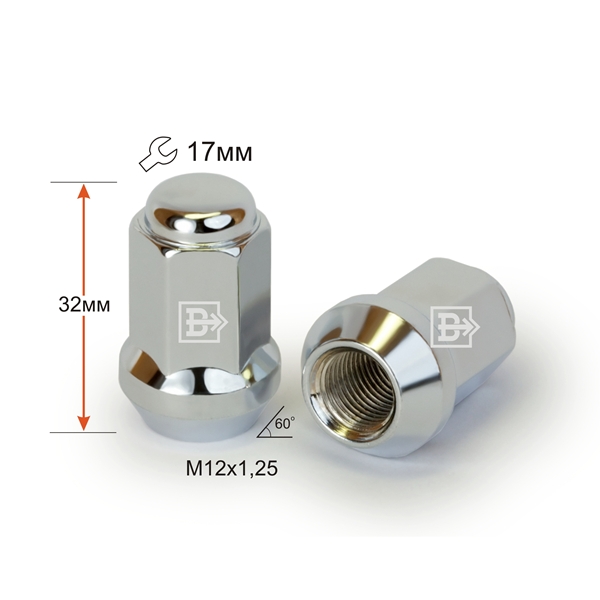 Гайка 311344 Cr конус, закрытая M12х1,25*L32*Key17